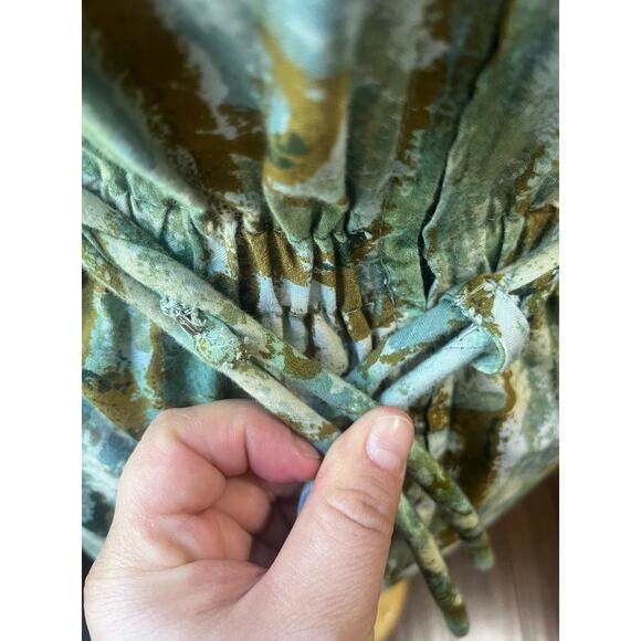 Vintage 60s Gray Green Abstract Neutral Tone Fit and Flare Dress XS Small Retro - Picture 6 of 6